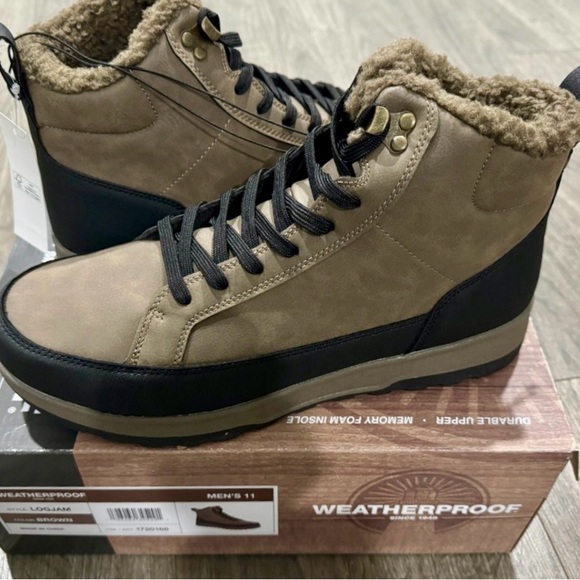 Weatherproof Men's Brown and Black Boots - Picture 1 of 9